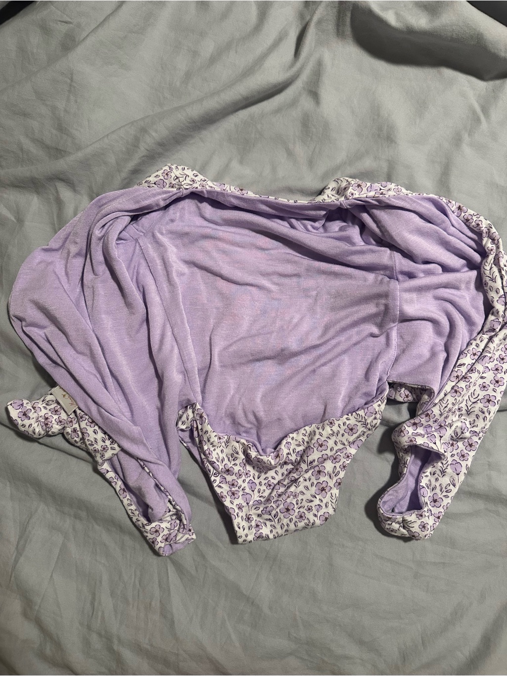 Baby Lavender Floral Long-Sleeve Pajamas With Beanie — image 4 of 6